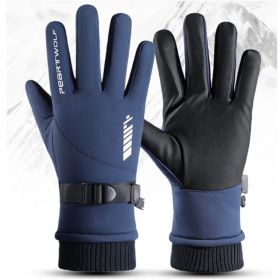 Men's Outdoor Winter Ski Gloves Windproof,Waterproof, Non-Slip Cycling Gloves (Color: Blue)