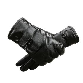 Men's Winter PU Leather Gloves, Warm Thermal Touchscreen Texting Typing (Color: Black)