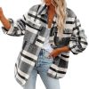 Women Flannel Plaid Jacket Button Down Shirts Coats Shacket