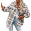 Women Flannel Plaid Jacket Button Down Shirts Coats Shacket