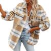 Women Flannel Plaid Jacket Button Down Shirts Coats Shacket