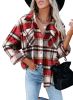 Womens Flannel Plaid Button Down Shirts Boyfriend Long Sleeve Oversized Blouses Tops