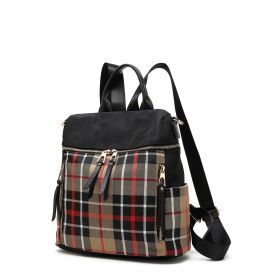 MKF Collection Nishi Plaid Backpack Women by Mia K (Material: Vegan Leather, Color: Brown)