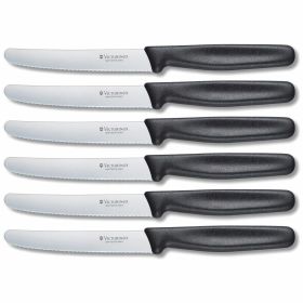 6 Piece Victorinox Swiss Army Cutlery Classic 4.5" Round Tip with Serrated Blade Steak Knife Set (Available in 8 Colors: Yellow)