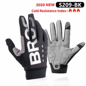 ROCKBROS Winter Gloves Bicycle Motorcycle SBR Men Women Full Finger Windproof Gloves Warm Fleece Skiing Glove Cycling Equipment (Color: S209BK)