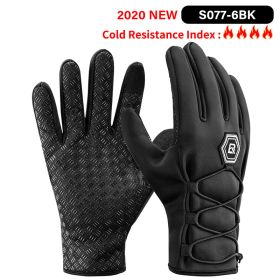 ROCKBROS Winter Gloves Bicycle Motorcycle SBR Men Women Full Finger Windproof Gloves Warm Fleece Skiing Glove Cycling Equipment (Color: S077-6)