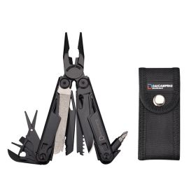 Daicamping DL12 EDC Multi Tools Multifunctional 7CR17MOV Plier Camping Gear Blade Multitools Clip Army Swiss Folding Multi Knife (Color: DL12Black)