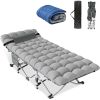 Folding Camping Cot for Adults with Mattress, Portable Camp Cot Bed Sleeping Cots with Pillow & Carry Bag for Office, Home Nap