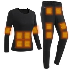 Women Heated Underwear Set Thermal Long Shirt Pants Electric Heating Long Johns Heated Top Pants Set with 28 Heating Zones 3 Heating Modes (Women: L)