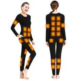 Women Heated Underwear Set Thermal Long Shirt Pants Electric Heating Long Johns Heated Top Pants Set with 28 Heating Zones 3 Heating Modes (Women: XL)