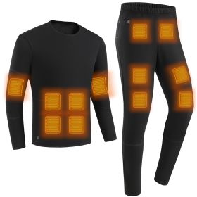 Men Heated Underwear Set Thermal Long Shirt Pants Electric Heating Long Johns Heated Top Pants Set with 28 Heating Zones 3 Heating Modes (Men: S)