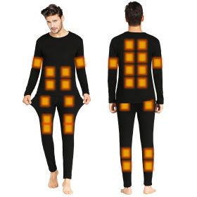 Men Heated Underwear Set Thermal Long Shirt Pants Electric Heating Long Johns Heated Top Pants Set with 28 Heating Zones 3 Heating Modes (Men: 2XL)