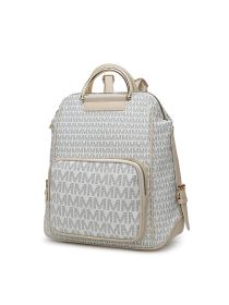 MKF Collection June M logo Printed Vegan Leather Women Backpack by Mia k (Material: Vegan Leather, Color: White)