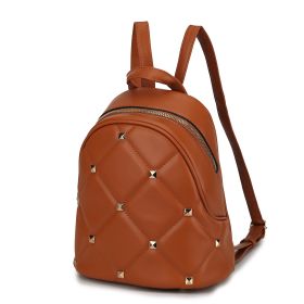 MKF Collection Hayden Quilted Vegan Leather with Studs Women Backpack by Mia K (Material: Vegan Leather, Color: Brown)