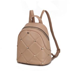 MKF Collection Hayden Quilted Vegan Leather with Studs Women Backpack by Mia K (Material: Vegan Leather, Color: Khaki)