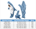 Shark Blanket Hoodie Onesie Adult & Kid, Wearable Shark Blanket, Shark Sleeping Bag, Soft Cozy Shark Onesie Costume