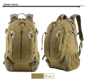 Outdoor Camouflage Backpacks Men's New Oxford Large Capacity Sports Cloth Waterproof Bag Tactical Backpack (Color: Khaki)