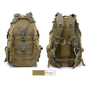 Multifunctional Hiking Camping Backpack Men's 900D Camouflage Brigade CyclingOutdoor Mountaineering Tactical Sports Bag Backpack (Color: C4 Khaqi)