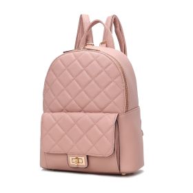 MKF Collection Dimitria Quilted and Smooth Women Backpack, Bookbag Purse Handbag Travel Daypack Bag By Mia K (Material: Quilted, Color: Mauve)