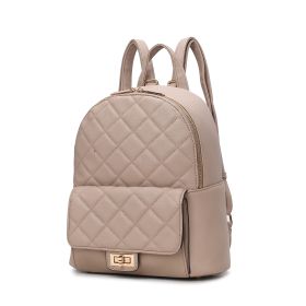 MKF Collection Dimitria Quilted and Smooth Women Backpack, Bookbag Purse Handbag Travel Daypack Bag By Mia K (Material: Quilted, Color: Sand)