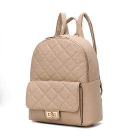 MKF Collection Dimitria Quilted and Smooth Women Backpack, Bookbag Purse Handbag Travel Daypack Bag By Mia K (Material: Quilted, Color: Stone)