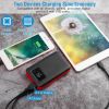 10000mAh Portable Power Bank External Battery Pack Charger Dual USB Charge Ports with LCD Display Flashlight Type C Micro USB Lightning Input Ports