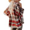 Womens Flannel Plaid Casual Button Down Shirt Blouses Shacket Jackets