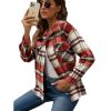 Women Flannel Plaid Jacket Button Down Shirts Shacket Jacket