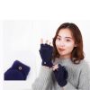 Womens Winter Gloves Warm Convertible Fingerless Gloves for Women Gifts with Mittens Cover Cap