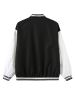 Plus Size Letter R Embroidered Colorblock Varsity Jacket; Women's Plus Button Down Casual Baseball Jacket