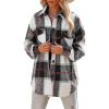 Flannel Plaid Jacket Long Sleeve Button Down Shirts Shacket