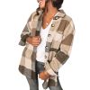 Women Flannel Plaid Jacket Button Down Shirts Coats Shacket