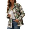 Women Flannel Plaid Jacket Button Down Shirts Shacket Jacket