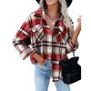 Flannel Plaid Button Down Shirts Long Sleeve Oversized Jacket