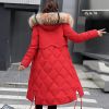 Women's Winter Warm Down Coat Faux Fur Hooded Parka Puffer Jacket Long Overcoat