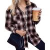 Flannel Plaid Shirts Long Sleeve Lapel Button Down Jacket