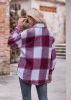 Women's Flannel Plaid Shacket Long Sleeve Button Down Flannel Shirts Plaid Jacket Coats With Chest Pocketed