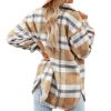 Women Flannel Plaid Jacket Button Down Shirts Coats Shacket