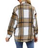 Womens Long Sleeve Plaid Shirts Flannel Lapel Button Down Shacket Jacket Coats