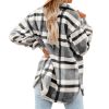 Women Flannel Plaid Jacket Button Down Shirts Coats Shacket