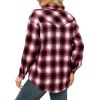 Womens Plaid Shirts Flannel Lapel Button Down Long Sleeve Shacket Jacket Loose Blouse Tops