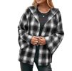 Flannel Plaid Hooded Flare Sleeve Sweatshirt Jacket