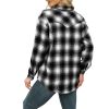 Womens Plaid Shirts Flannel Lapel Button Down Long Sleeve Shacket Jacket Loose Blouse Tops