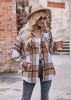 Women's Flannel Plaid Shacket Long Sleeve Button Down Flannel Shirts Plaid Jacket Coats With Chest Pocketed