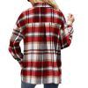 Womens Flannel Plaid Casual Button Down Shirt Blouses Shacket Jackets