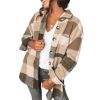 Flannel Plaid Button Long Sleeved Shirt Jacket