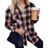 Flannel Plaid Shirts Long Sleeve Lapel Button Down Jacket