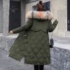 Women's Winter Warm Down Coat Faux Fur Hooded Parka Puffer Jacket Long Overcoat