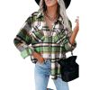 Flannel Plaid Button Down Shirts Long Sleeve Oversized Jacket