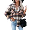 Flannel Plaid Button Down Shirts Long Sleeve Oversized Jacket